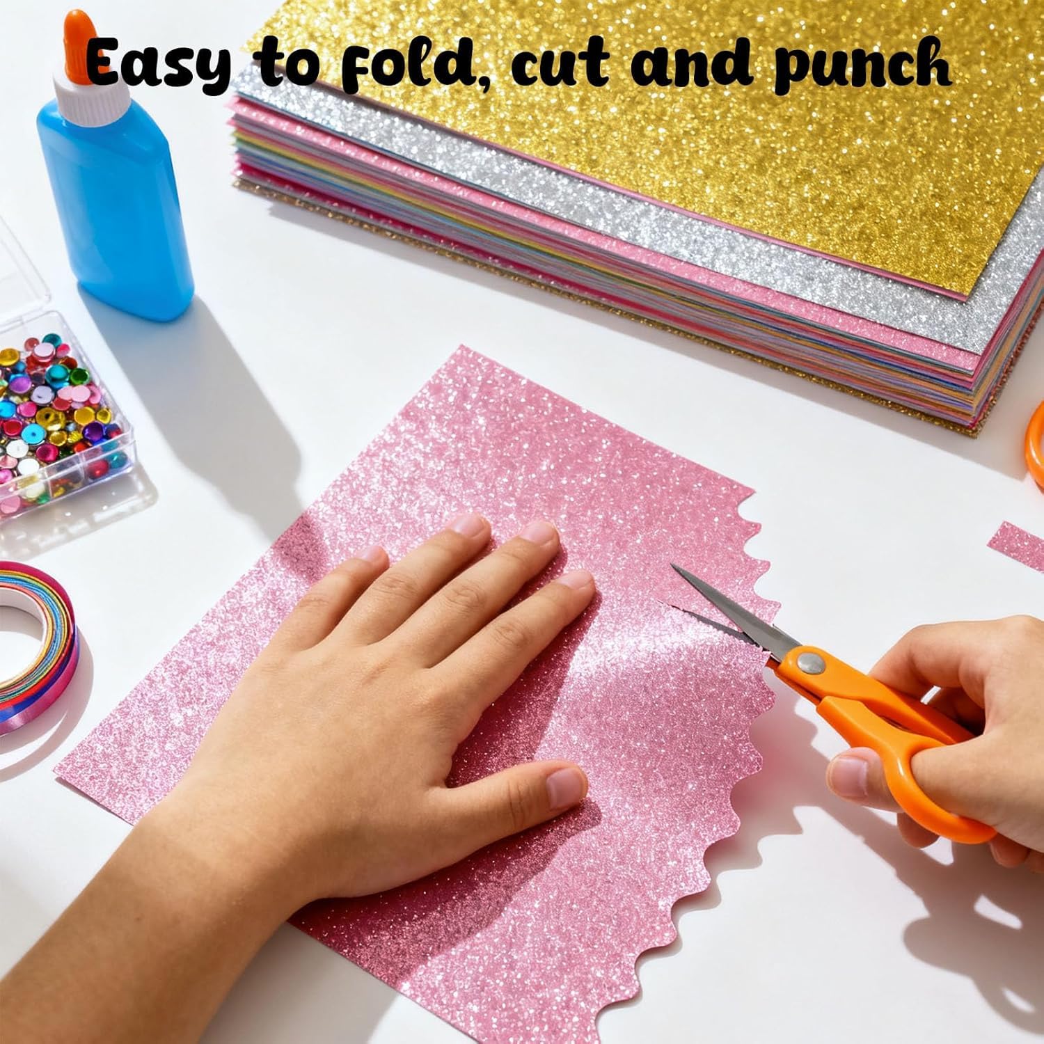 VGOODALL Glitzerpapier zum Basteln, 20 Blatt A4 10 Farben 250g/m² Glitzer Kartonpapier