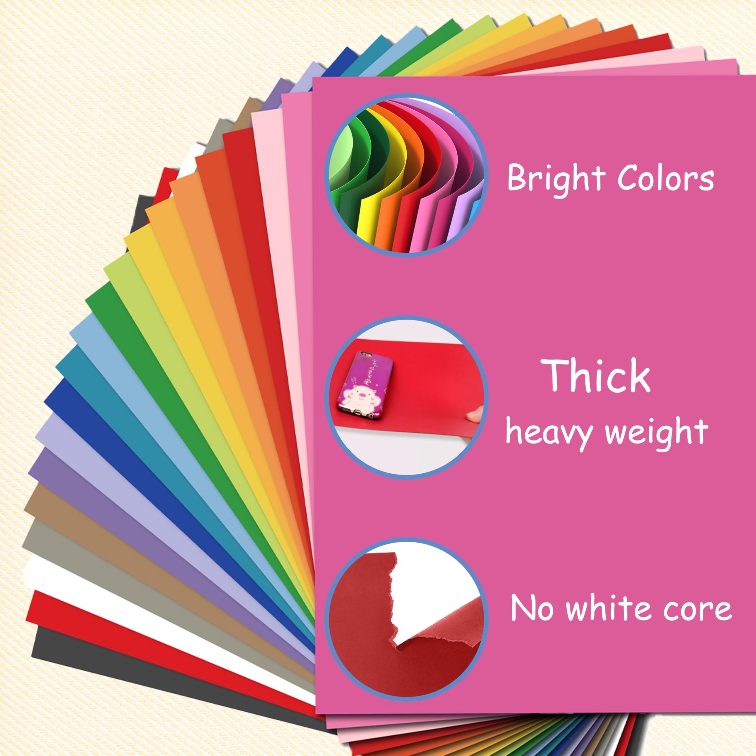 40 Blatt Tonkarton A4 Bunt, 20 Farben - 230 g/m² Tonpapier, Bastelkarton für Malen Kartenherstellung