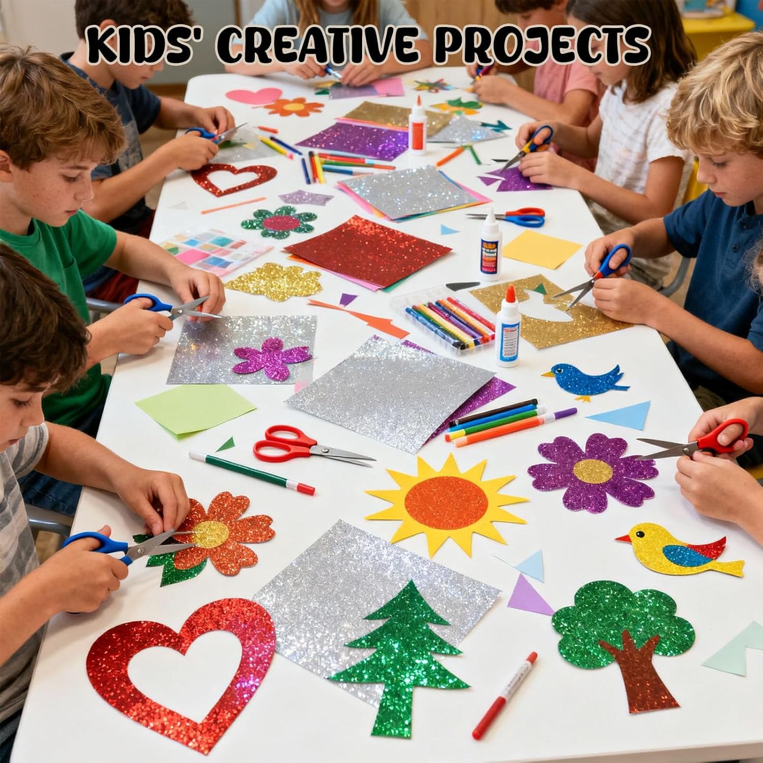 VGOODALL Glitzerpapier zum Basteln, 20 Blatt A4 10 Farben 250g/m² Glitzer Kartonpapier