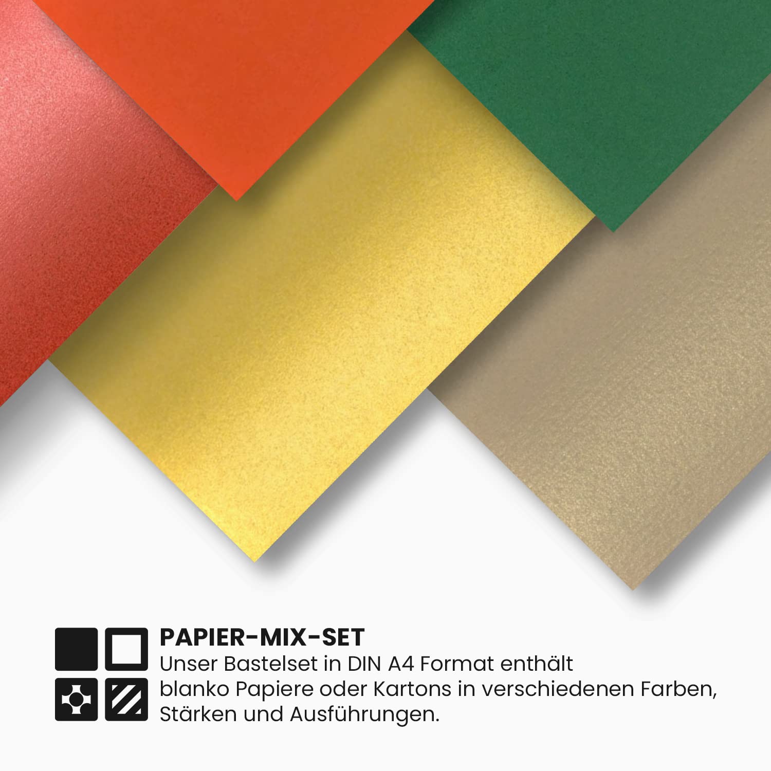 Netuno 25x Kreativ-Papier Weihnachten DIN A4 210 × 297 mm 5- farbig sortiert Bastel-Papier