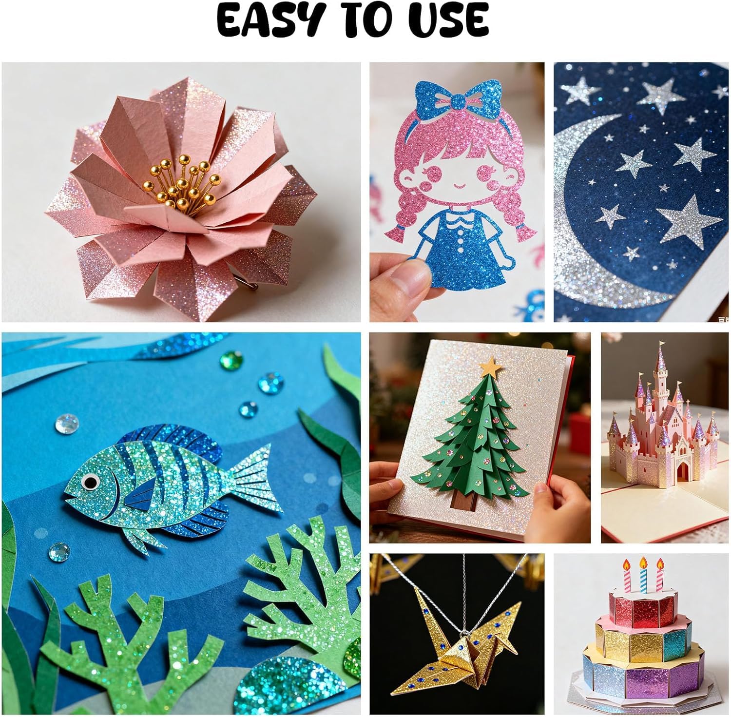 VGOODALL Glitzerpapier zum Basteln, 20 Blatt A4 10 Farben 250g/m² Glitzer Kartonpapier