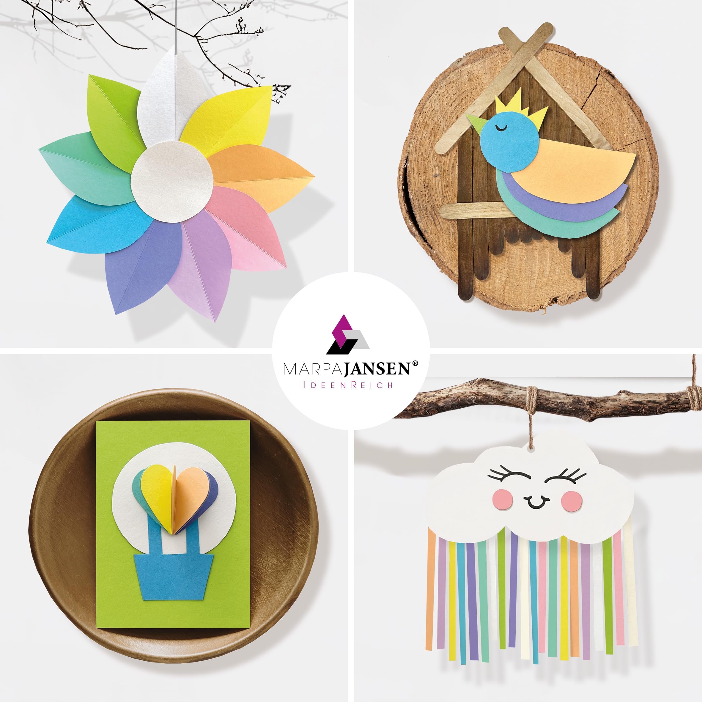 MarpaJansen Fotokarton Pastell DIN A4 zum Basteln & Gestalten | 60 Bogen in 10 Farben